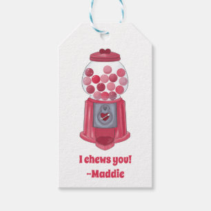 Étiquettes-cadeau Valentines personnalisées Bubble Gum Ball Machine