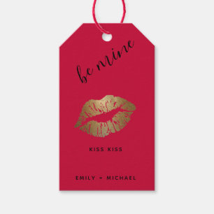 Étiquettes-cadeau Valentines personnalisées Rose noir LIPS KISS OR