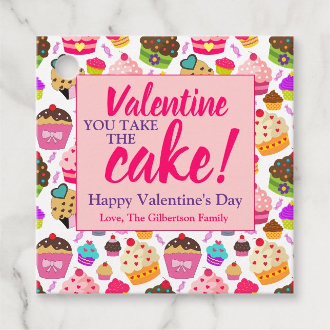 Étiquettes Cadeau Valentines Vous Prenez Le Gâteau Balise Cadeau (Devant)
