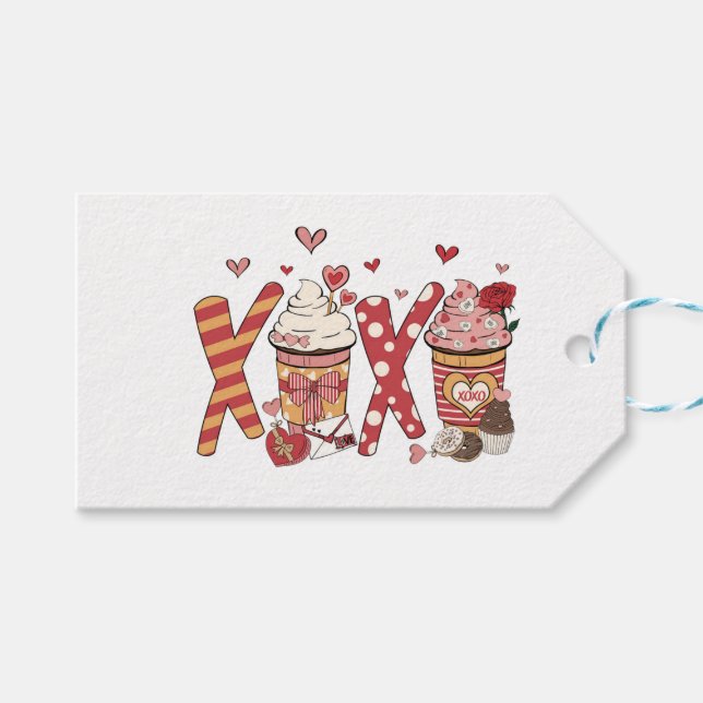 Étiquettes-cadeau Valentines XoXo pour café | Cadeau Valentine (Devant (Horizontal))