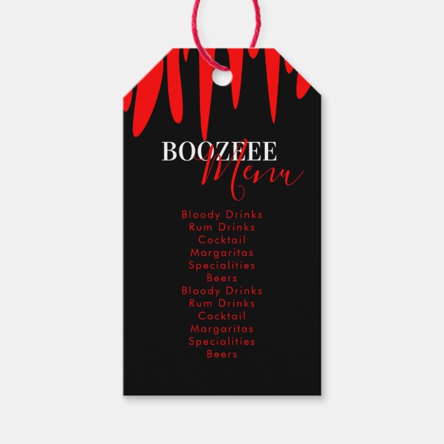Étiquettes-cadeau Vampire Blood Halloween Party Boire Menu (Devant)