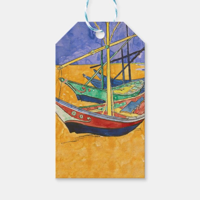 Étiquettes-cadeau Van Gogh Bateaux Plage impressionniste (Devant)