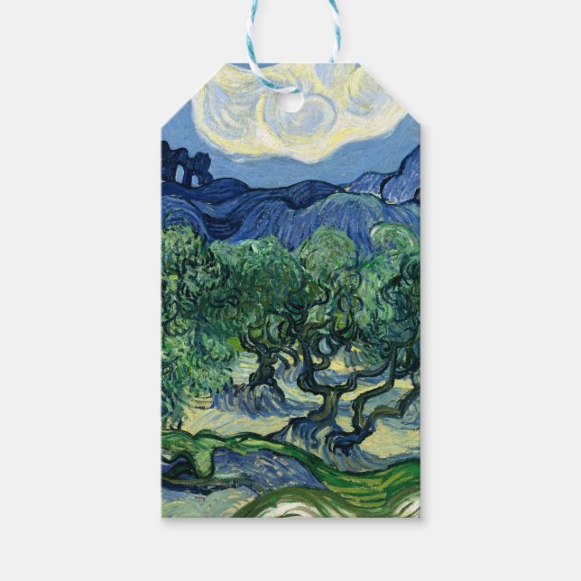 Étiquettes-cadeau Van Gogh La peinture paysagère des oliviers (Devant)