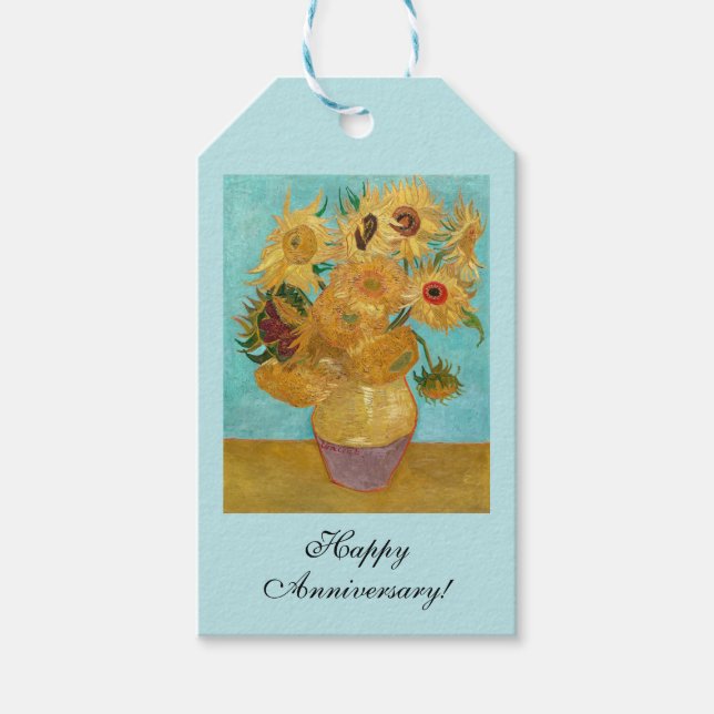 Étiquettes-cadeau Vase avec douze tournesols par Vincent Van Gogh (Devant)