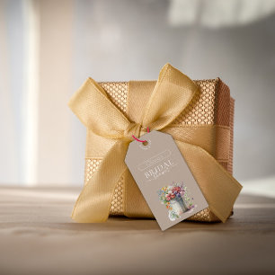 Étiquettes-cadeau Vase de fleurs printanières romantiques pour la do