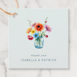 Étiquettes Cadeau Vase Floral Aquarelle Joyeux