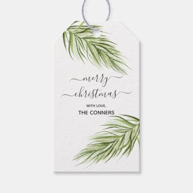 Étiquettes-cadeau Végétation de Noël Foliage d'hiver (Devant)