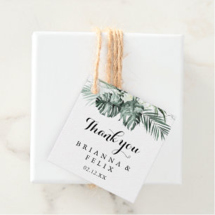 Étiquettes Cadeau Végétation tropicale Blanc Floral Mariage