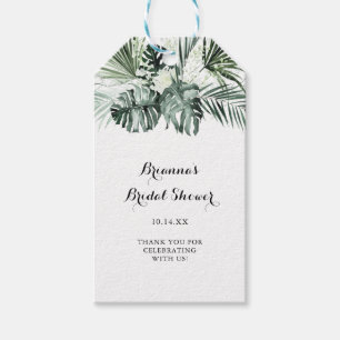 Étiquettes-cadeau Végétation tropicale Fête des mariées florale blan