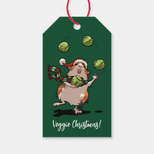 Étiquettes-cadeau Véguin Noël ! Guinéen Pig En Jonglage Des Germes