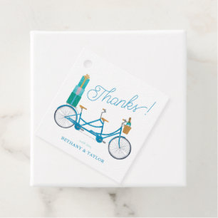 Étiquettes Cadeau Vélo pour deux aquarelle tandem