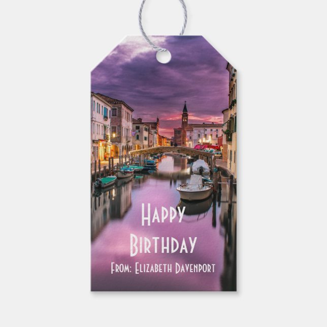 Étiquettes-cadeau Venise, Italie Canal Pittoresque & Architecture Vé (Devant)