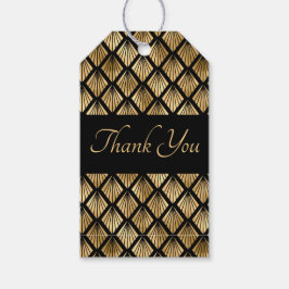 Étiquettes-cadeau Ventilateurs géométriques élégants Gold et Black A