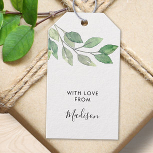 Étiquettes-cadeau Verdure aquarelle personnalisée