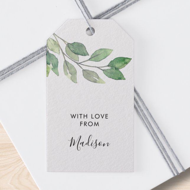 Étiquettes-cadeau Verdure aquarelle personnalisée (Créateur téléchargé)