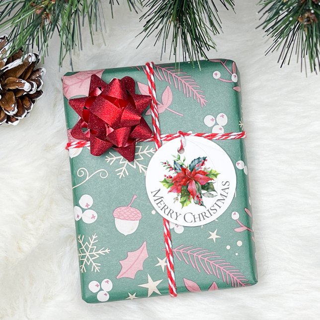 Étiquettes Cadeau Verdure aquarelle pour Noël (Créateur téléchargé)