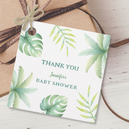 Étiquettes Cadeau Verdure tropicale Aquarelle Baby shower vert