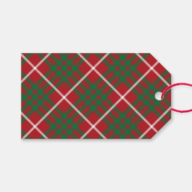 Étiquettes-cadeau Vérification rouge et verte (Devant (Horizontal))