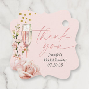 Étiquettes Cadeau verre de champagne rose brunch nuptial moderne