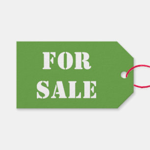 Étiquettes-cadeau Vert À VENDRE Typographie blanche imprimée