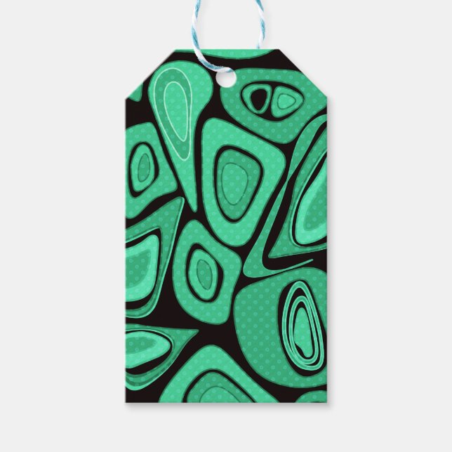 Étiquettes-cadeau Vert, abstrait, rétro (Devant)