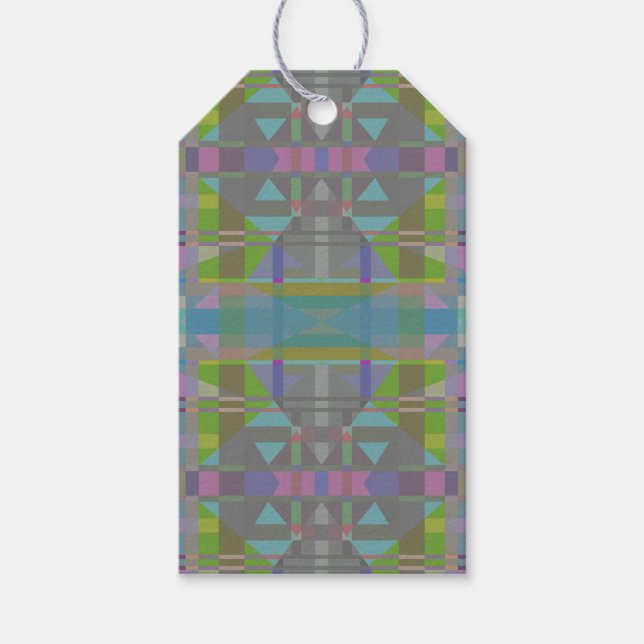 Étiquettes-cadeau Vert bleu violet géométrique (Devant)