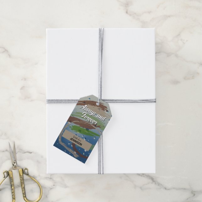 Étiquettes-cadeau Vert, Brown et beige Toujours et pour toujours (Avec de la ficelle)