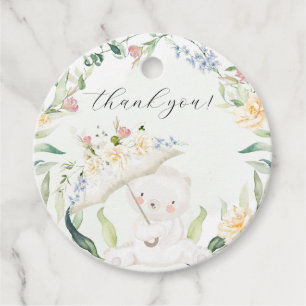 Étiquettes Cadeau Vert Ours Genre Neutre Baby shower Jaune Fa