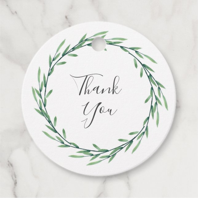 Étiquettes Cadeau Verte Feuille d'aquarelle (Devant)