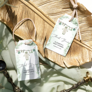 Étiquettes-cadeau Vêtements pour bébés Merci Baby shower vert