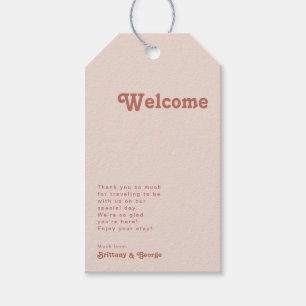 Étiquettes-cadeau Vibes rétro simples Bienvenue du Mariage rose pâ