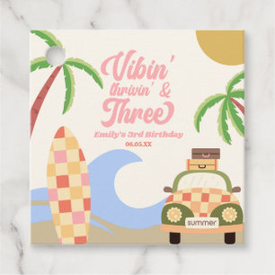 Étiquettes Cadeau Vibin' & Trois Surfs Board Rose 3ème anniversaire 