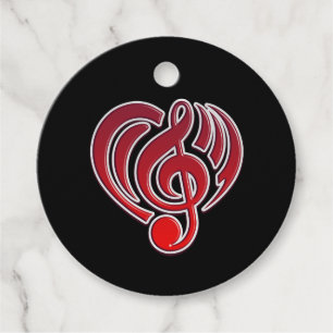 Étiquettes Cadeau Vibrations Amour Musical Cœur Rouge Note De Musiqu