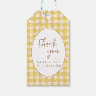 Étiquettes-cadeau Vichy jaune gingham élégant Marché des Fermiers