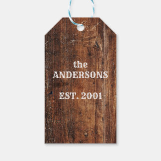 Étiquettes-cadeau Vieux bois rustique nom de famille personnalisé