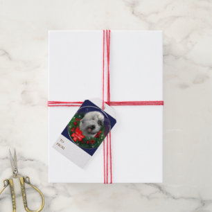 Étiquettes-cadeau Vieux Noël anglais de chien de berger