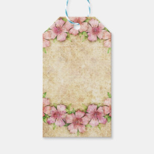 Étiquettes-cadeau Vieux papier peint floral