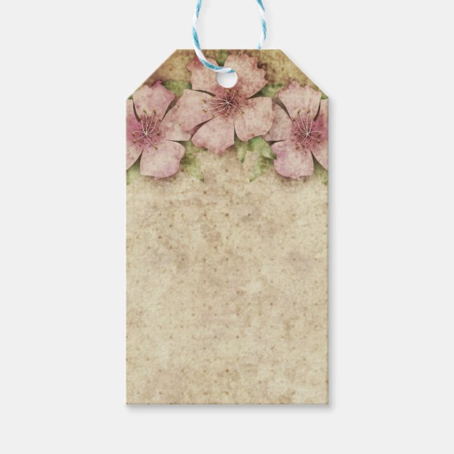 Étiquettes-cadeau Vieux papier peint floral (Devant)