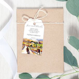 Étiquettes-cadeau Vignoble Napa Valley aquarelle mariage merci