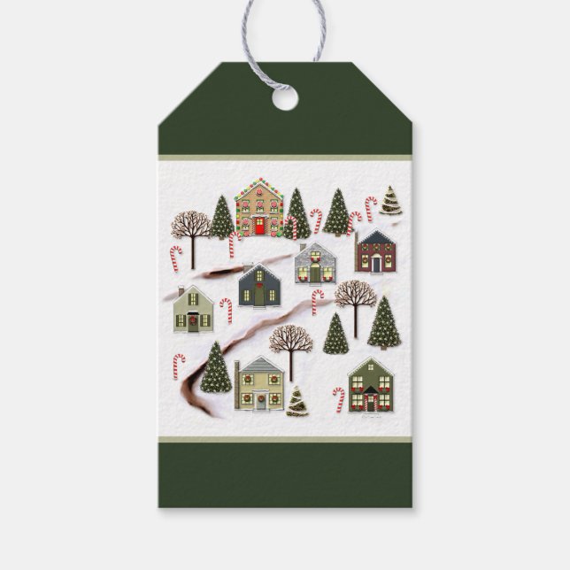 Étiquettes-cadeau Village de Noël (Devant)