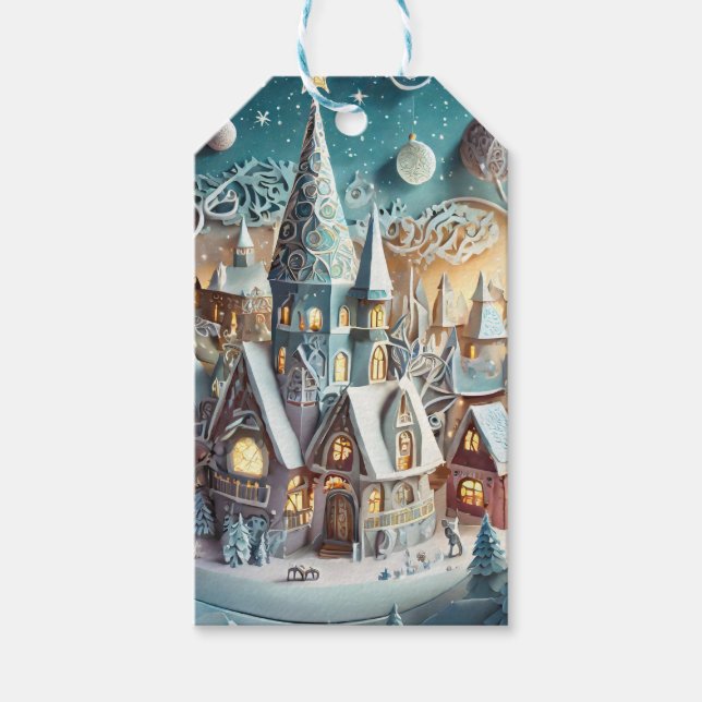 Étiquettes-cadeau Village de Noël (Devant)