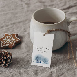 Étiquettes-cadeau Village d'hiver bleu Noël Paysage rustique