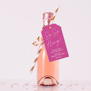 Étiquettes-cadeau Vin de Fête des mariées rose chaud à l'heure du Si