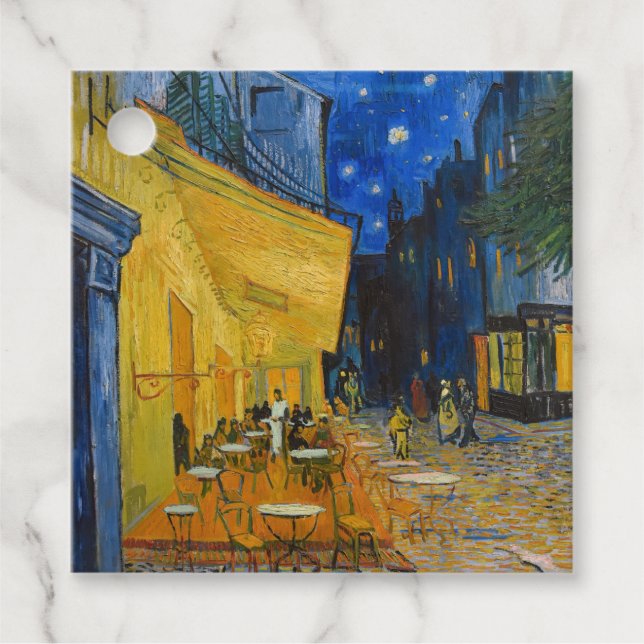 Étiquettes Cadeau Vincent van Gogh - Café Terrasse en soirée (Devant)