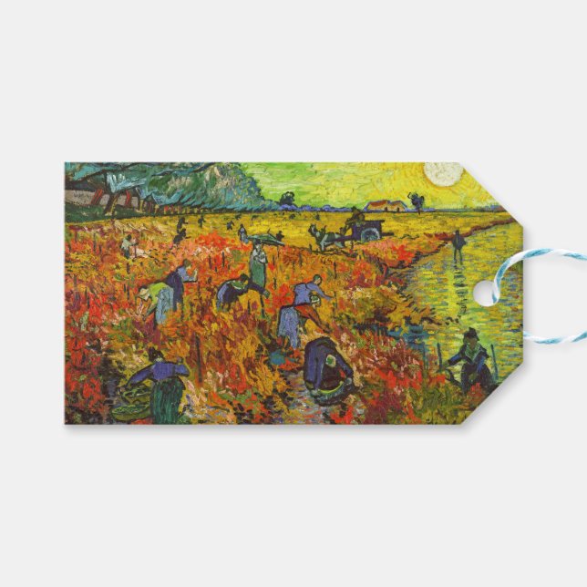 Étiquettes-cadeau Vincent van Gogh - Le vignoble rouge (Devant (Horizontal))