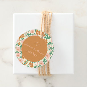 Étiquettes Cadeau Vins fleurs sauvages Rose Vert Élégant Mariage Per
