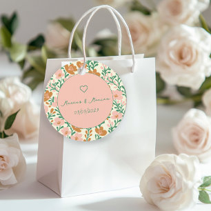 Étiquettes Cadeau Vins fleurs sauvages Rose Vert Élégant Mariage Per