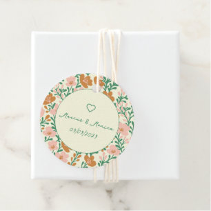 Étiquettes Cadeau Vins fleurs sauvages Rose Vert Élégant Mariage Per