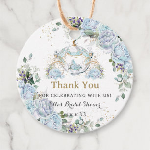 Étiquettes Cadeau Vintage Blue Roses Princess Fête des mariées entra
