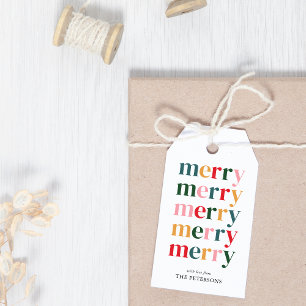 Étiquettes-cadeau Vintage coloré Joyeux Noël moderne minimaliste